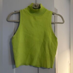 Zara Neon Green Sleeveless Crop Top Sweater